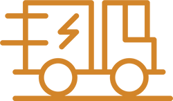 Orange illustration of a delivery truck